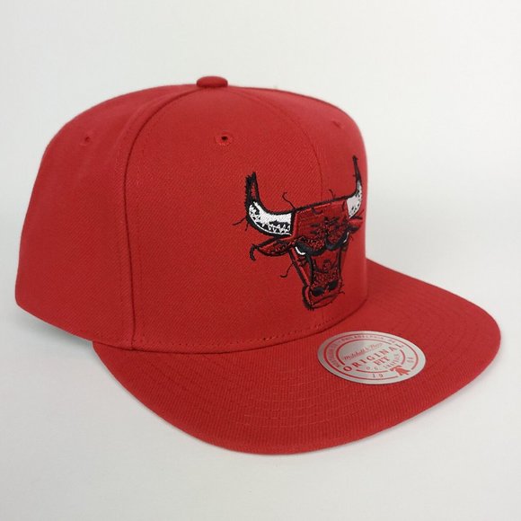 Chicago Bulls Mitchell & Ness NBA Snapback Hat 3D Logo Glitch Out Red Cap NWT - Picture 3 of 8